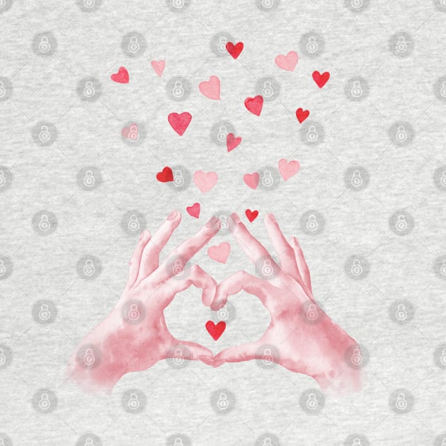 Hands heart sign print. Valentine's day art by InnaPatiutko